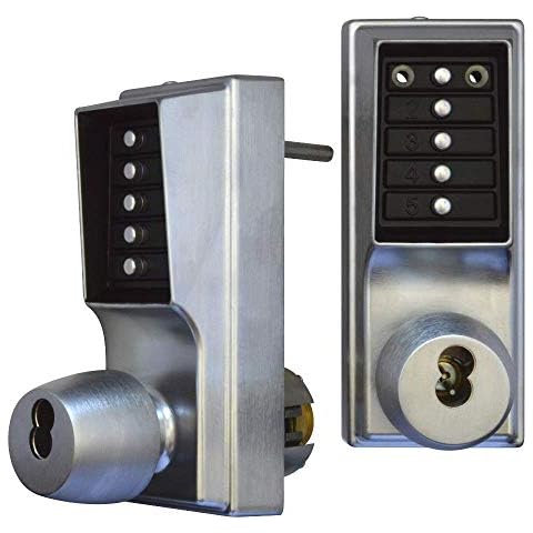 DORMAKABA EE1000 Series EE1021B Back To Back Digital Lock With Key Override On Both Sides - Satin Chrome No Cylinder Cover