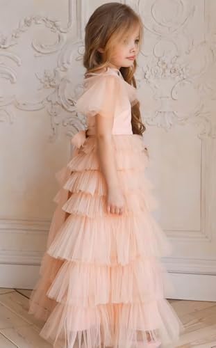 Flower Girl Dress Ruffles A-Line Girls Pageant Party Dress Prom Puffy Ball Gowns T0564