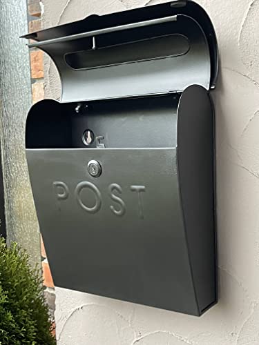 Image of NACH Locking Black Wall Mount Mailbox, Durable Euro Black Mailboxes for Outside, Features Pre Drilled Holes for Easy Installation, Waterproof & Rust-Resistant, 12 x 11.2 x 4.5 Inches