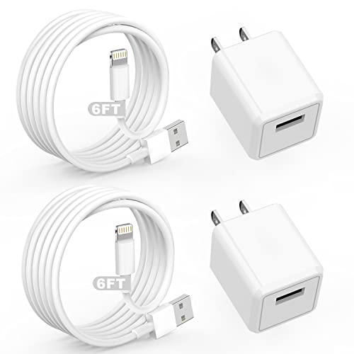 iPhone Charger,Cube iPhone Charger Travel 2Pack 6FT Lightning Cable Cord Quick Fast Charging Cord USB Wall Chargers Travel Plug Adapter for iPhone14/13/12/11/10/X/8 Plus/XR/XS Max/7/SE/iPad,Airpods