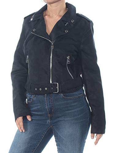 Levi s Women s Plus Faux Suede Asymmetrical Belted Motorcycle Jackets (Standard & Plus Sizes), Navy, 2X