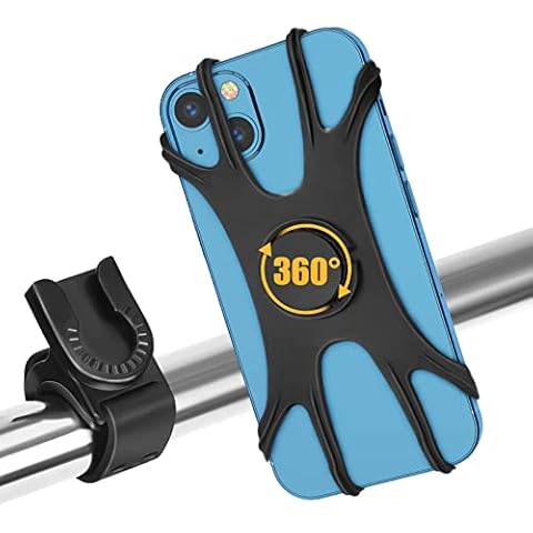 Jumkeet Bike Phone Holder, Detachable 360° Rotation Bicycle Phone Mount, Universal Silicone Motorcycle Handlebar Mount Fits for Phone 13 12 11 Pro Max/XR/XS/8/7/6 Plus, Samsung (4.0"-6.5") Cover