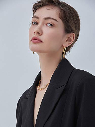 Jiahate Rectangle Link Necklace,Women Oval Link Chain Necklace Choker Flat Paperclip Necklace Jewelry(Gold/Cable Necklace,18Inch) #TOP5