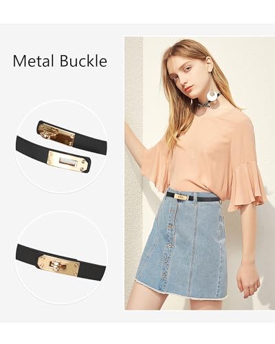 Anhaishuilv Women'S Skinny Leather Belt With Adjustable Golden Turn-Lock Buckle thumb #2