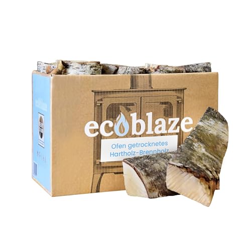 EcoBlaze ofengetrocknetes Brennholz- Pizzaofenholz- Hartholzscheite für Holzbrenner- perfekt für Feuerstellen, Cheminées, Kamine und Lagerfeuer- unter 20% getrocknet- 20- l- Karton