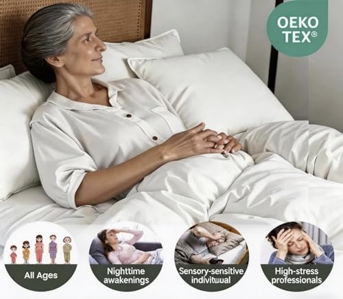 Image of Calm&Relax Hybrid Weighted Blanket: 2-in-1 Reversible Fluffy Cotton Design, Breathable 9-Layer Construction, Machine Washable (48x72in 15lbs)
