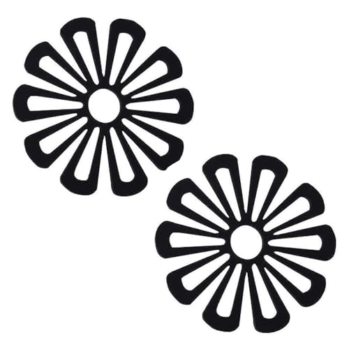 2 PCS Silicone Trivets for Kitchen Worktops, Heat Mats for Kitchen, Silicone Trivets for Hot Pans, Pan Stands for Worktops, Heat Resistant Non Slip, For Kitchen Cooking Dining(Black)