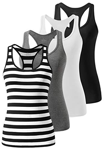 Image of Femdouce Workout Tank Tops for Women Basic Racerback Tank Top Soft Athletic Sleeveless Yoga Shirts -4Pack