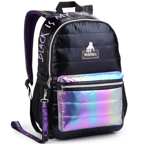 Mochila Puffer Bolsa Mala Feminina Escola Passeio Viagem Wandinha Oficial Menina