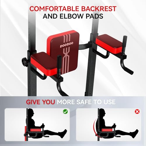 image for Pooboo Power Tower Dip Station Pull Up Bar for Fitness Home Gym Workou
