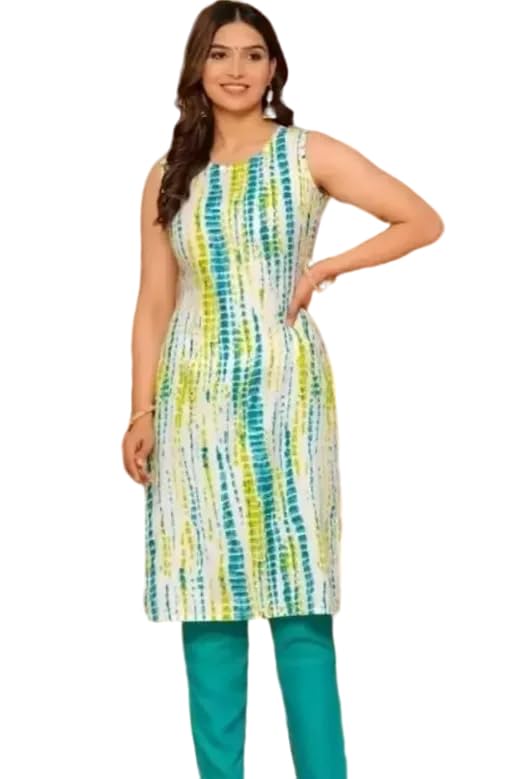 Women's Green Dyed Sleeveless Regular Kurti-picture-29