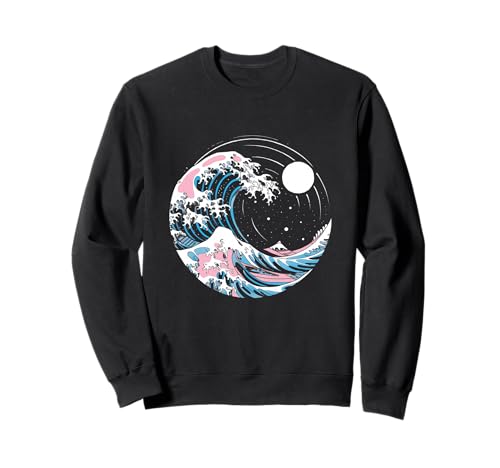 Orgullo transgénero LGBTQ Trans Flag Japanese Wave Art LGBT Sudadera