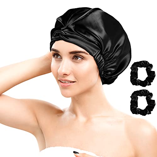 Satin Bonnet Silk Sleep Cap for Women, layajia Satin Bonnet for Curly Hair Long Hair Women Sleeping