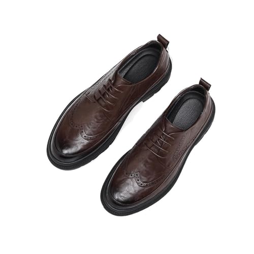Men's Business Leather Shoes Oxfords(Dark Brown,9.5)