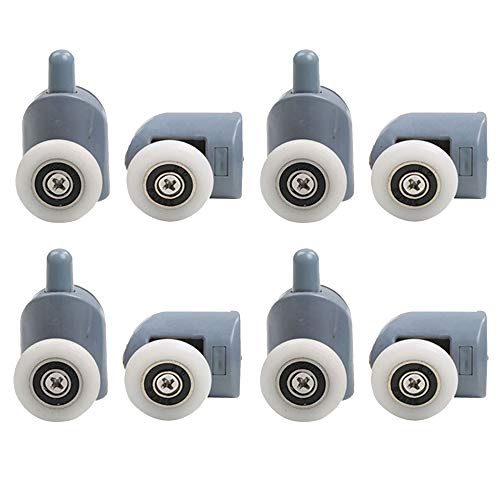 Jixista Roulette Porte de Douche Porte a Roulette Galets de Porte de Douche Roulettes Simples de Porte de Douche Comprend 4 Rouleaux Supérieurs 4 Rouleaux Inférieur pour Cabine Douche Salle de Bain Cover