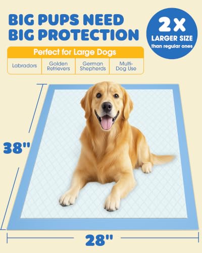 Image of Powools Puppy Pads for Dogs, 38x28 in, 6-Layer Leakproof, 50-Pack