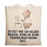 Mr. & Mrs. Panda Tragetasche Tierheilpraktikerin mit Herz - Geschenk, Danke, Einkaufstasche, Dankeschön, Beutel, Beruf, Beuteltasche, Stoffbeutel, Jutebeutel, Schenken