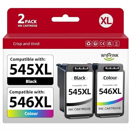 Image of 545XL 546XL Ink Cartridges Replacement for Canon 545 546 Ink Cartridges for PG545 Black CL546 Colour for Pixma TS3350 TS3355 TS3300 TS3150 MG2551S TR4550 TR4650 TR4551 MX495 iP2850 Printers (2 Pack)