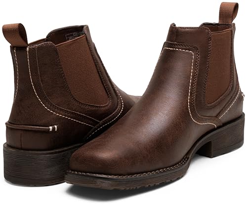 Image of Jousen Chelsea Boots Men Square Toe Ankle Mens Dress Boots Casual Slip On Boots for Men