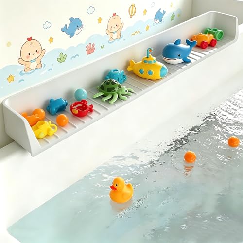 WMKCDY Splash Guard for Bathtub Bathtub Splash Guard with Strong Suction Cups Silicone Toy Tray Caddy Holder Storage Over Tub Prevent Water Splashing in The Bathroom(2.62-FT)