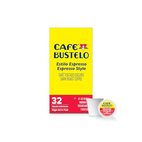 Image of Cafe Bustelo Espresso Style Dark Roast, Single Serve Coffee Pods, 32 Count (Pack of 1)