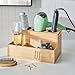Bamboo Hair Tools Organizer, Natural Material, 6 Compartments, Rectangular Shape, 12x6x7 Inches, Compact Design