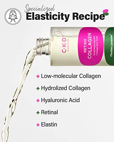 Ckd Retino Collagen Small Molecule 300 Collagen Skin Toner, Anti-Aging & Hydrating Face Toner For Dry & Rough Skin, Pore Tightening Toner Improves Skin Texture, Wiping & Patting, 8.5 Fl.oz. #TOP3