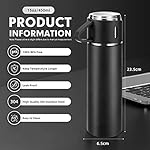 Coffee Thermo Bottle -Vacuum-Insulated Stainless Steel Travel Mug, 16oz Insulated Bottle with Cup for Hot & Cold Drink Travel Mug (Black, Three Cup) - Image 2