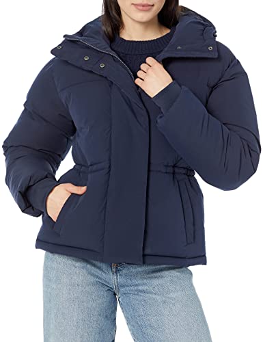 Amazon Essentials Women's Short Waisted Puffer Jacket (Available in Plus Size), Navy, Large