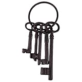 Couleur : rouille Comyglog Ensemble de 5 clés au trésor pirate - Style antique - En fonte rustique - Squelette - Décoration murale