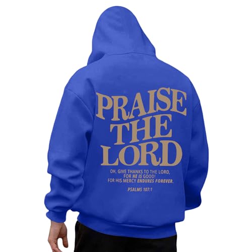 Image of Hoodies Men Sweatshirts for Women Sweater Letter Casual Long Sleeve Tops (Blue, L)