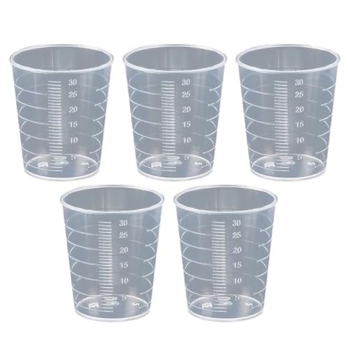 Saki&Masa プラスチックビーカー 実験用品 実験器具 計量器 5個セット 測定カップ 教育実験用 (30ml)