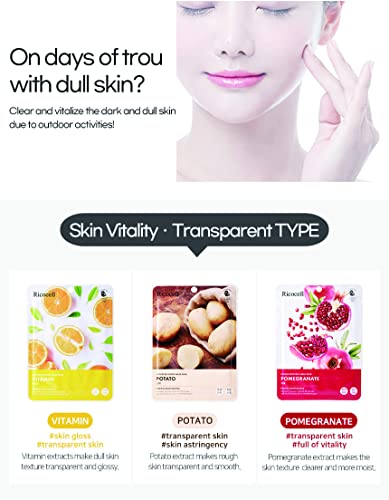 Ricocell-Korean Facial Mask Sheet-Collagen -Essence -Face Mask Skin Care Sheet -23G Variety Multi Pack Of 10 Different Type-Korean Skin Care Products-Korean Mask Pack -Skin Care Tip-Hydrating, Moisturizing, Anti-Aging, Soothing, Elasticity, Revitalizing, Nutrition, Glowing, Clear Skin #TOP1