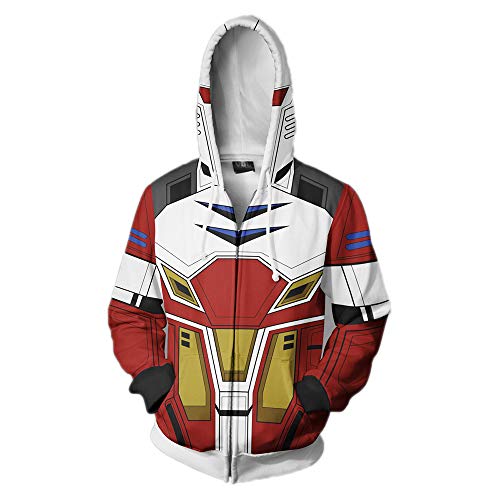 Xinxin Gundam Anime 3D Cosplay Cardigan Zip Hoodie/Unisex Adult Red