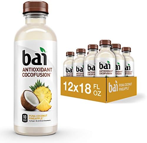 Bai Coconut Flavored Water, Puna Coconut Pineapple, Antioxidant Infused Drinks, 18 Fluid Ounce Bottles, (Pack of 12)