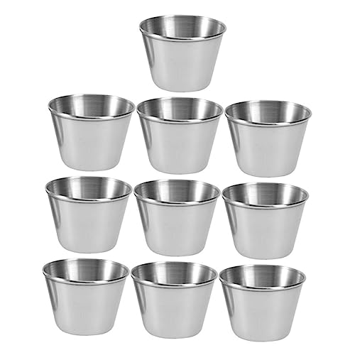 BRIGHTFUFU 10pcs Stainless Steel Sauce Cups for Party Modern Sauce Containers Lid