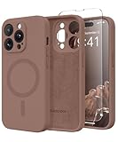 SuydanBox Magnetic for iPhone 13 Pro Max Case, Compatible with MagSafe, [Full Camera Protection][Screen Protector] Silicone Shockproof Protective Phone Case for iPhone 13 Pro Max 6.7', Brown-A