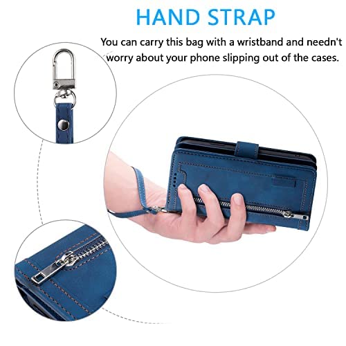 UEEBAI Custodia Portafoglio In Pelle PU Per IPhone 7 Plus/8 Plus Con Slot Carte E Supporto - Chiusura Magnetica Blu - 2