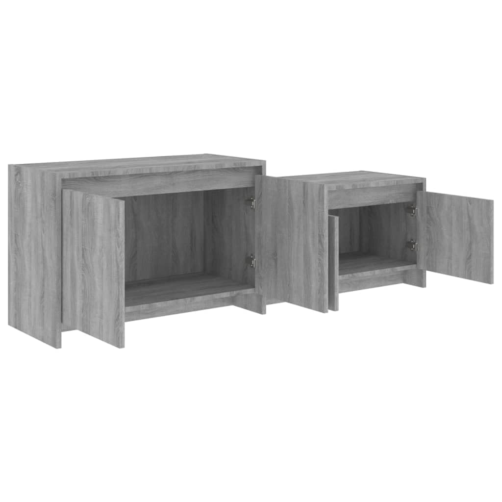 Hothingwell Sonoma szafka pod telewizor szara 146,5x35x50 cm drewno inżynieryjne | 4 drzwi, 2 sztuki do montażu, przechowywanie DVD i konsoli, łatwe czyszczenie