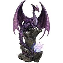 Ebros Gift Large Hoarfrost Twilight Dragon Guarding LED Night Light Crystal Elements Statue 18" Tall by Ruth Thompson Dungeons and Dragons Medieval Renaissance Decor Figurine