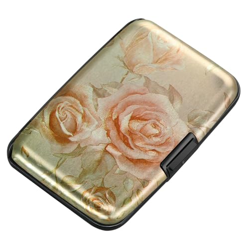 Image of ELFISH Mini RFID Aluminum Wallet Credit Cards Holder Business Card Case Metal ID Case for Men Women(Champagne rose)