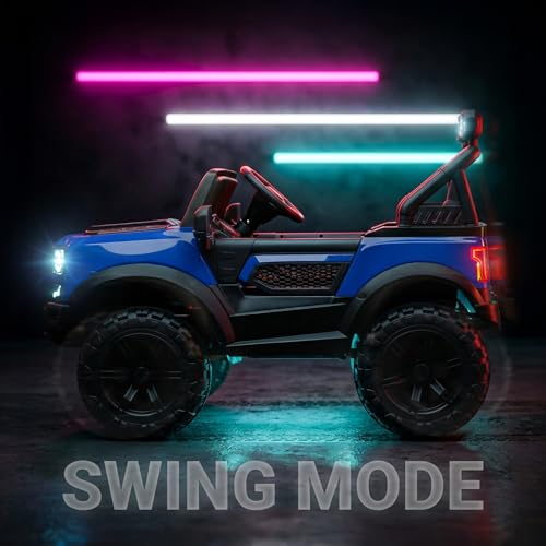 Image of Baybee RoverX Battery Operated Jeep for Kids with Parental Control | Baby Ride On Electric Car with RGB Lights, Music & Swing Mode | Rechargeable Battery Car for Kids 2 to 6 Years Boys, Girls (Blue)