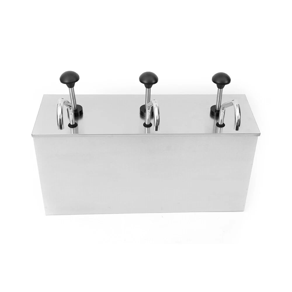 Distributeur de sauce à pompe en acier inoxydable - 3 x 4 litres - Distributeur de sauce ketchup - Récipient à moutarde - Distributeur de sauce mayonaise - Pour cuisine, hôtel, restaurant
