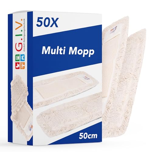 G.I.V. Multi Mopp 50cm - Hochwertiger Baumwoll-Wischmopp + Polyester-Mix Bezug - für Industrie & Geâ€¦ – Miniatur