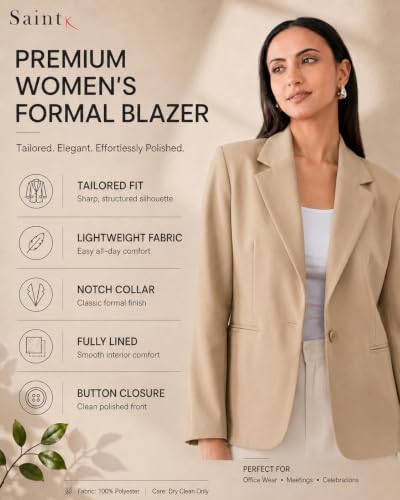 Image of SaintX Women's Premium Formal Blazer | Fully Lined | Regular Fit | 4-Way Stretchable Ultra-Light Fabric | Fashion-Forward | Office /Meetings (WB01)