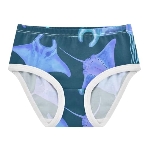 Cotton Girls Underwear Toddler Blue Manta Rays Jellyfish Girl Panties Cute Fun Briefs Kids Undies 2t