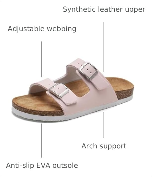 Image of Torotto Kids Sandals Boys Girls Slide Summer Non-slip Cork Glitter Toddler Slippers with Adjustable Straps for Indoor & Outdoor