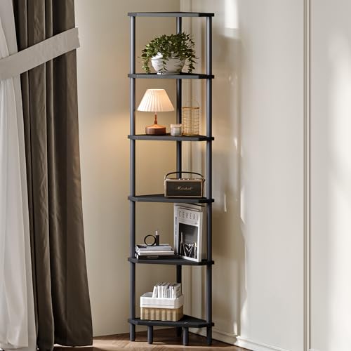 IRCPEN 6 Tier Corner Shelf, 66.5'' Tall Standing Shelf, Narrow Display Shelf Stand, Modern Corner...