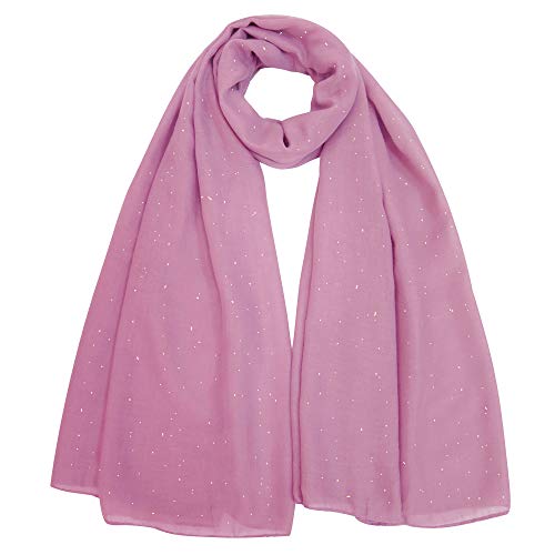Lina & Lily Solid Shimmer Sparkle Glitters Sheer Maxi Shawl Scarf Hijab (#26 LIGHT PINK)