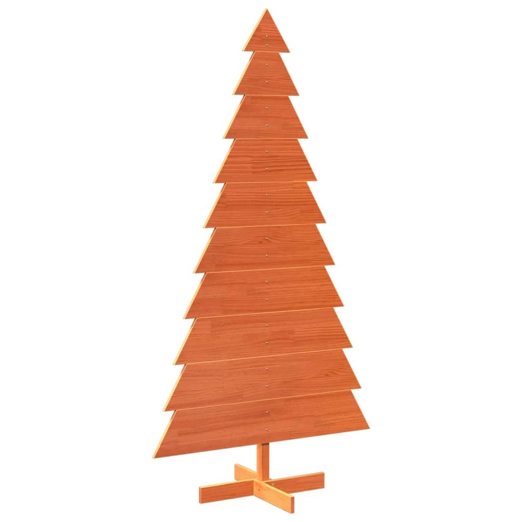 Homgoday Sapin de Noël en bois pour décoration d'intérieur ou d'extérieur - Marron ciré - 180 cm - Pin de Noël avec support en métal